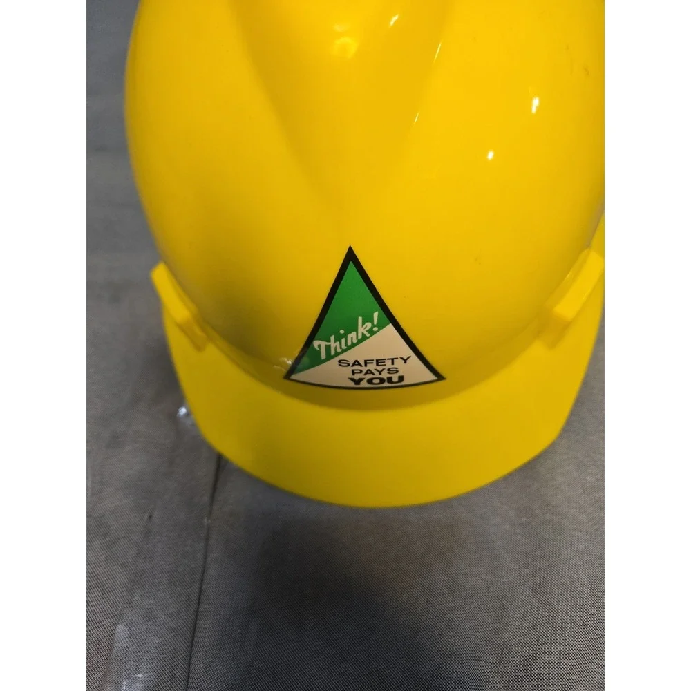 Vintage Kiewit PKS Hard Hat Construction Safety Helmet Yellow Think Safety Decal